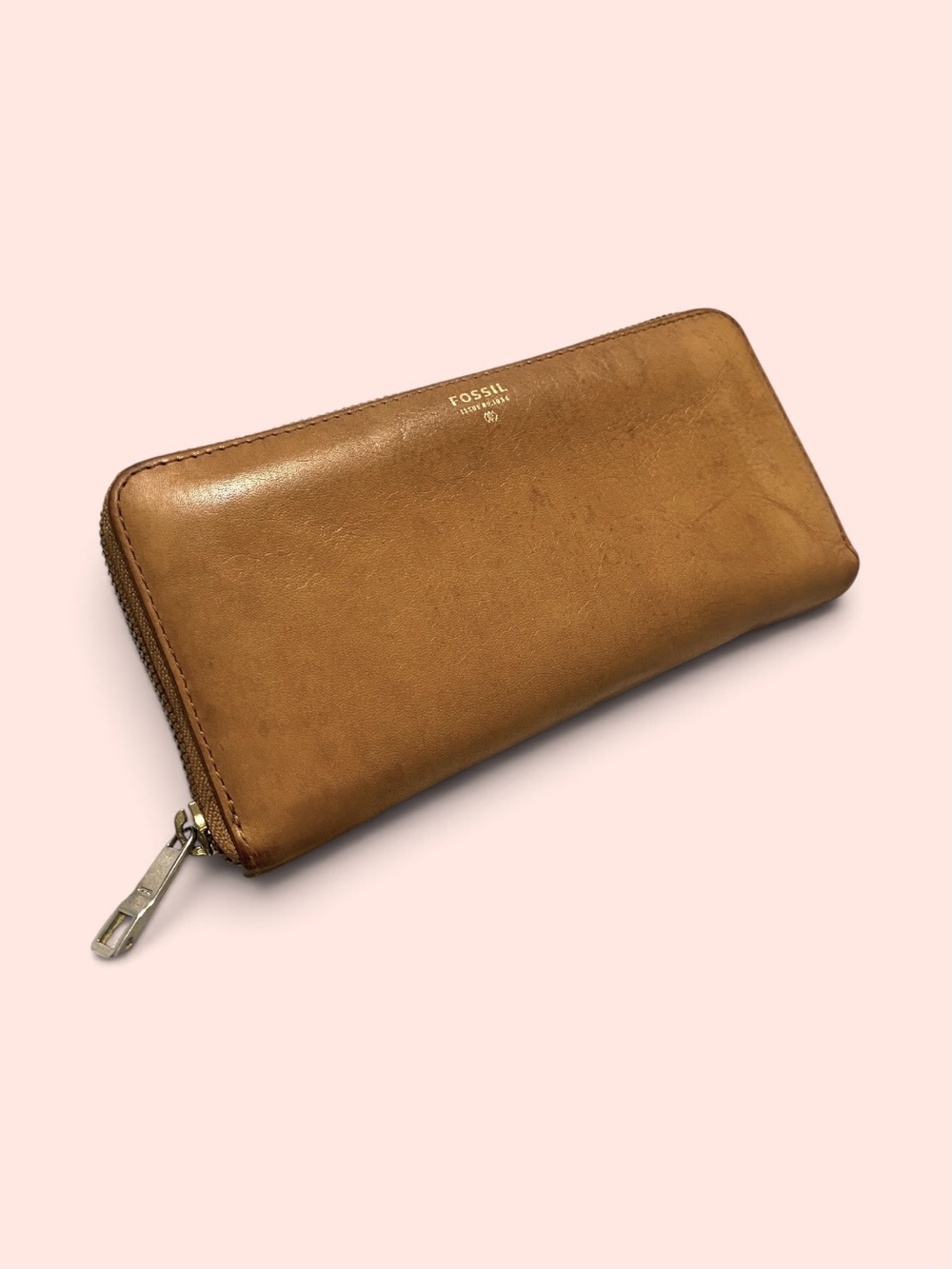 Fossil Tan Full-Zip Wallet